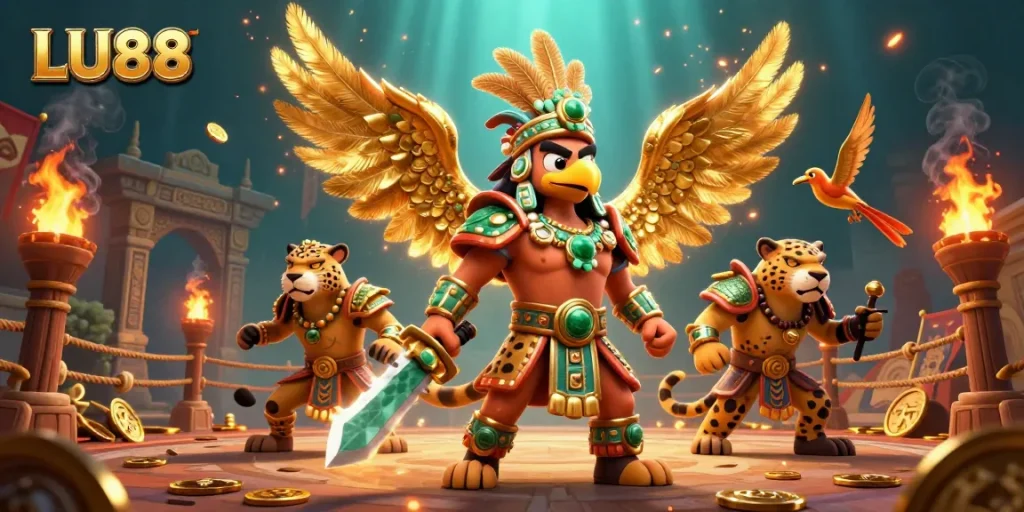 Experience thrilling action with LU88's dynamic Aztec-themed casino warriors