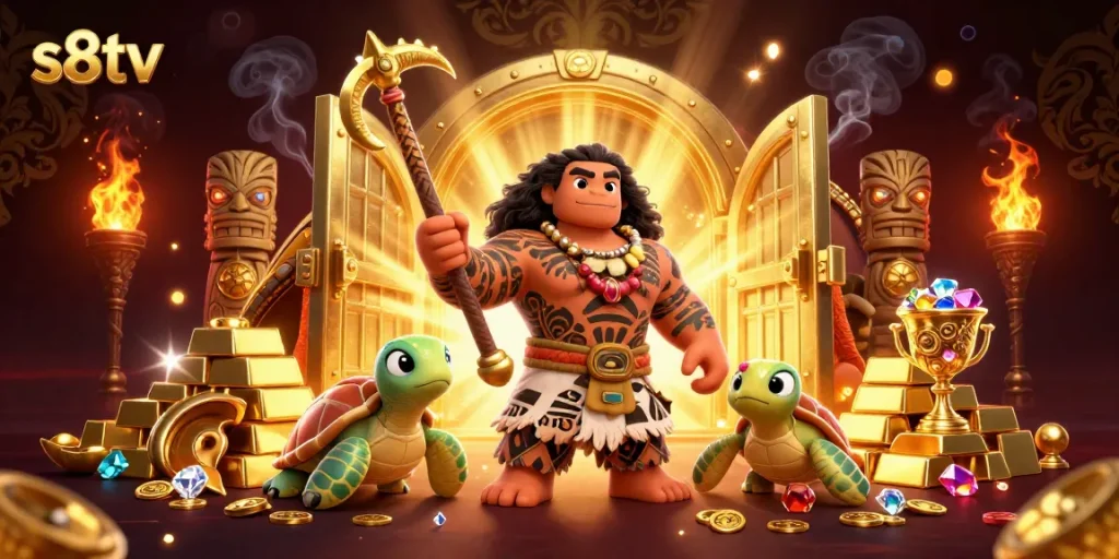 Experience the thrilling action of s8tv with captivating visuals of Hawaiian-themed gaming.