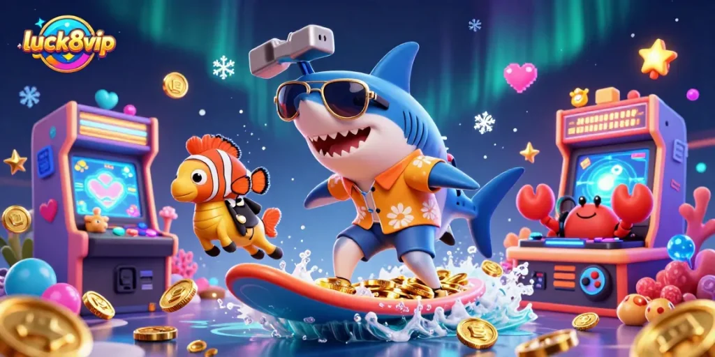 Experience thrill with luck8vip's vibrant games featuring unique characters in a lively 3D scene.