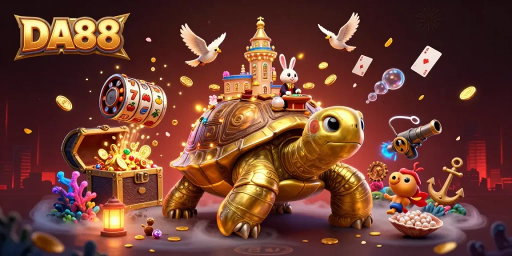Experience thrilling gameplay at DA88 with a lavish tortoise casino and a rabbit dealer!