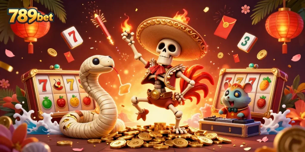 Celebrate wins at 789bet with a vibrant 3D casino scene featuring dynamic characters and gaming elements