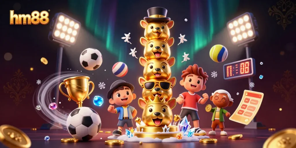 Experience thrilling gameplay at hm88 with dynamic sports balls and a vibrant casino atmosphere.