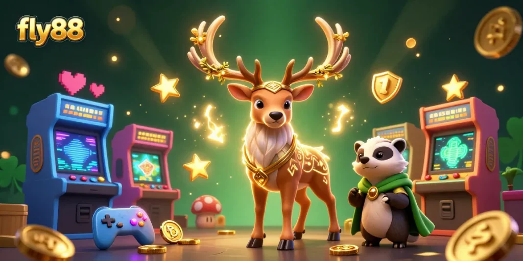 Experience winning strategies with fly88 in this vibrant casino-themed 3D illustration.