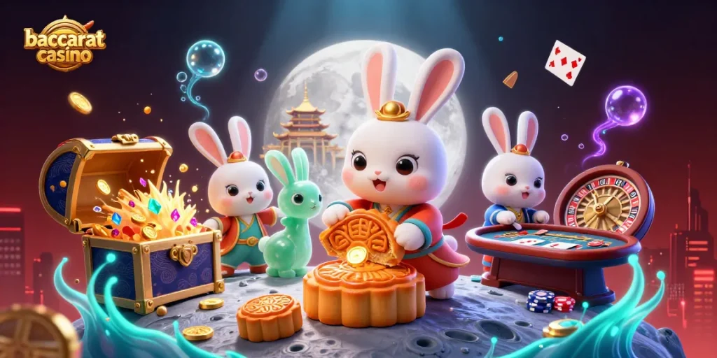 Experience the excitement of baccarat casino with vibrant 3D illustration showcasing action-packed gambling elements.