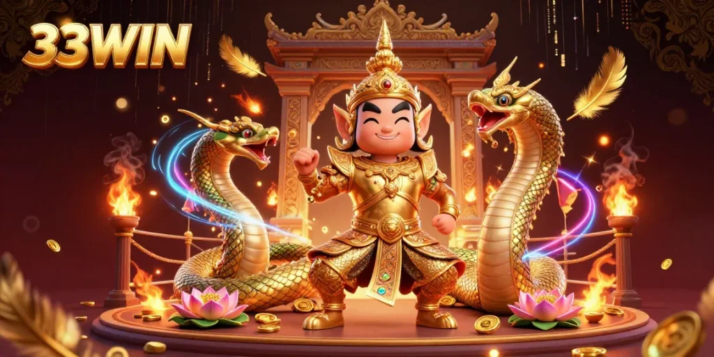 Experience the thrill of winning at 33WIN with vibrant characters and engaging casino elements.