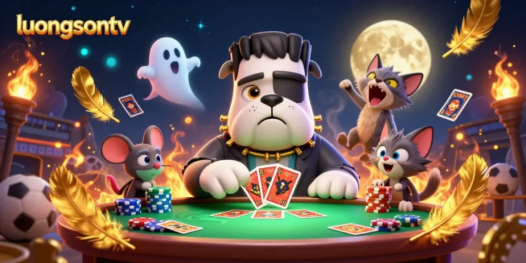 Experience thrilling sports betting action with luongsontv through 3D characters at a lively table.